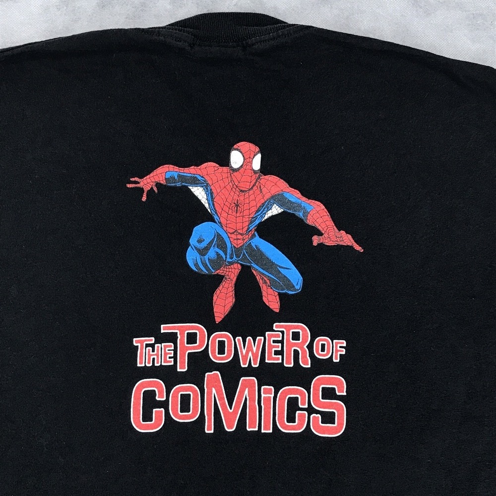 vintage 90s MARVEL ITALIA POWER OF COMICS SPIDER-MAN T-Shirt XL book italy